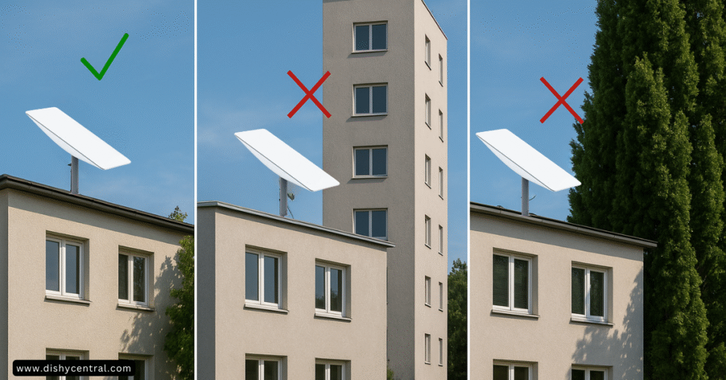 starlink Select a Dish Location starlink selecting the optimal placement for dish with wide clear sky view