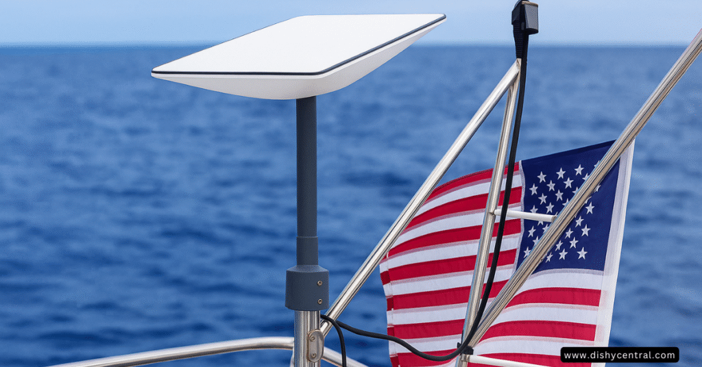 Starlink for boats with flag Starlink for boats